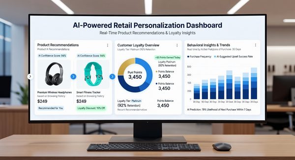 Retail AI personalization dashboard showing predicted customer behavior and loyalty recommendations