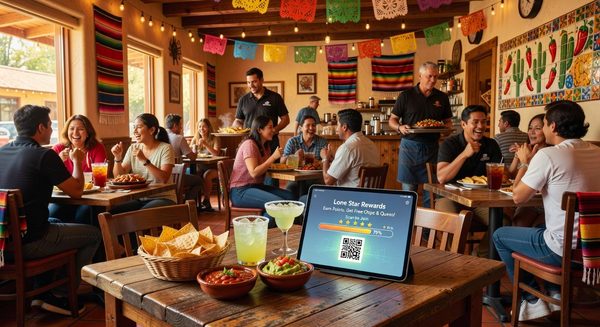 Casual dining restaurant app showing loyalty rewards program dashboard and earned points