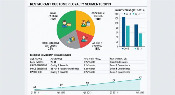 Market research data visualization showing restaurant customer loyalty segments 2013