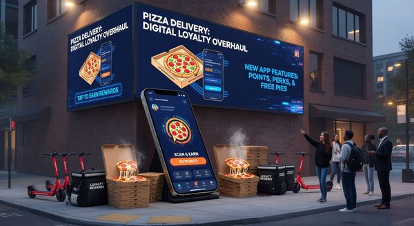 Pizza delivery loyalty program showing redesigned points and rewards on mobile app