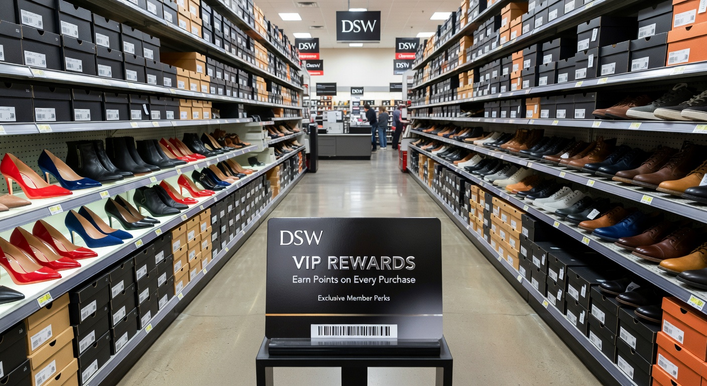 Specialty footwear retail loyalty card with VIP tier badge and point balance