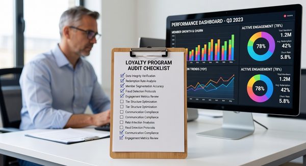 Loyalty program evaluation checklist and audit framework diagram