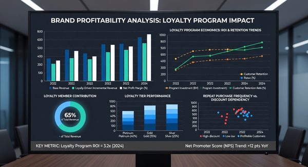 Financial analysis chart showing loyalty program cost and revenue impact for retail brand