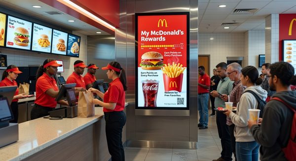 Fast food restaurant loyalty app showing points balance and reward options on smartphone