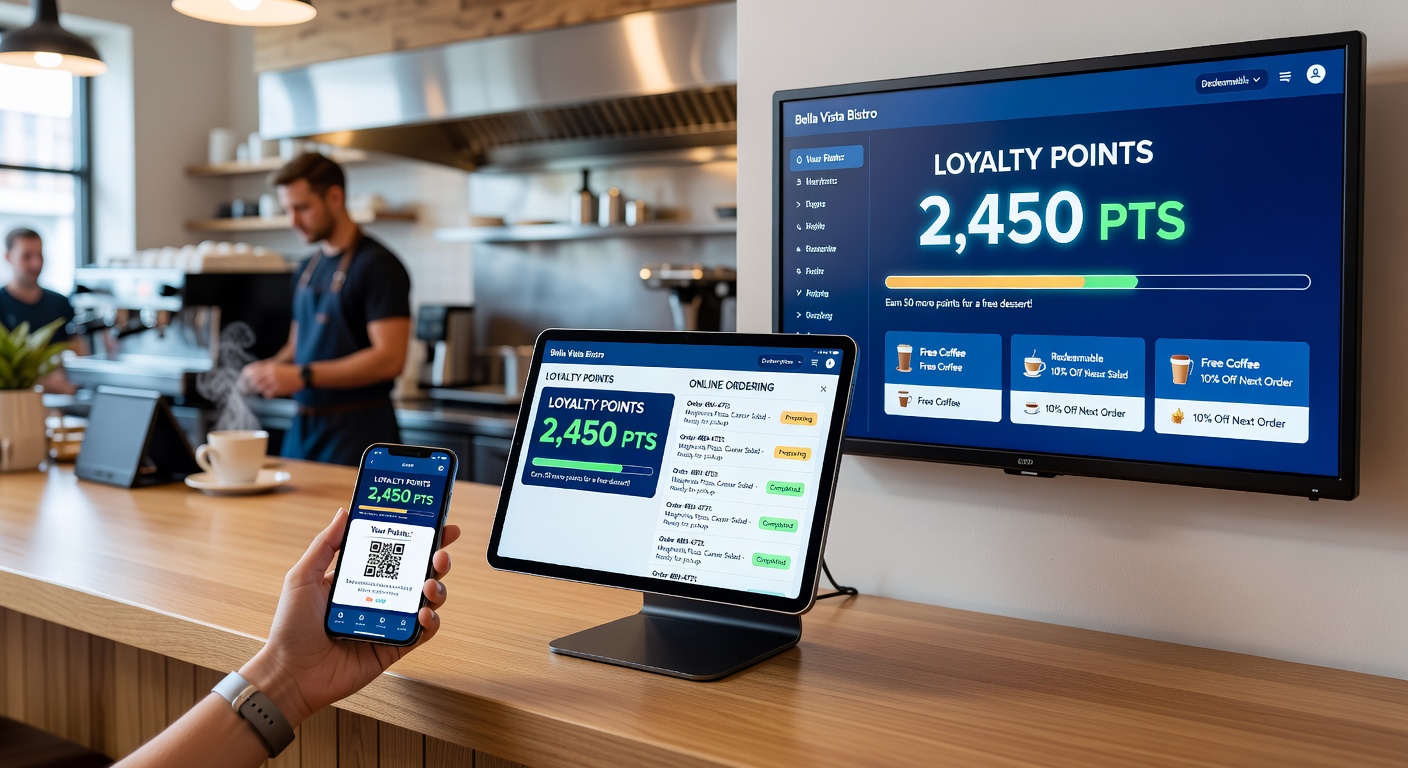 Restaurant loyalty app showing points earned from online order completion