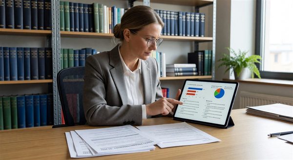 Researcher reviewing loyalty program survey results on tablet