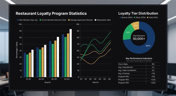 Bar graph and data charts showing restaurant loyalty program statistics