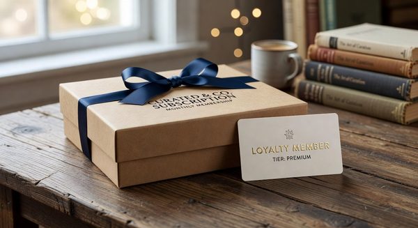 Retail membership card and subscription loyalty model showing annual fee benefits