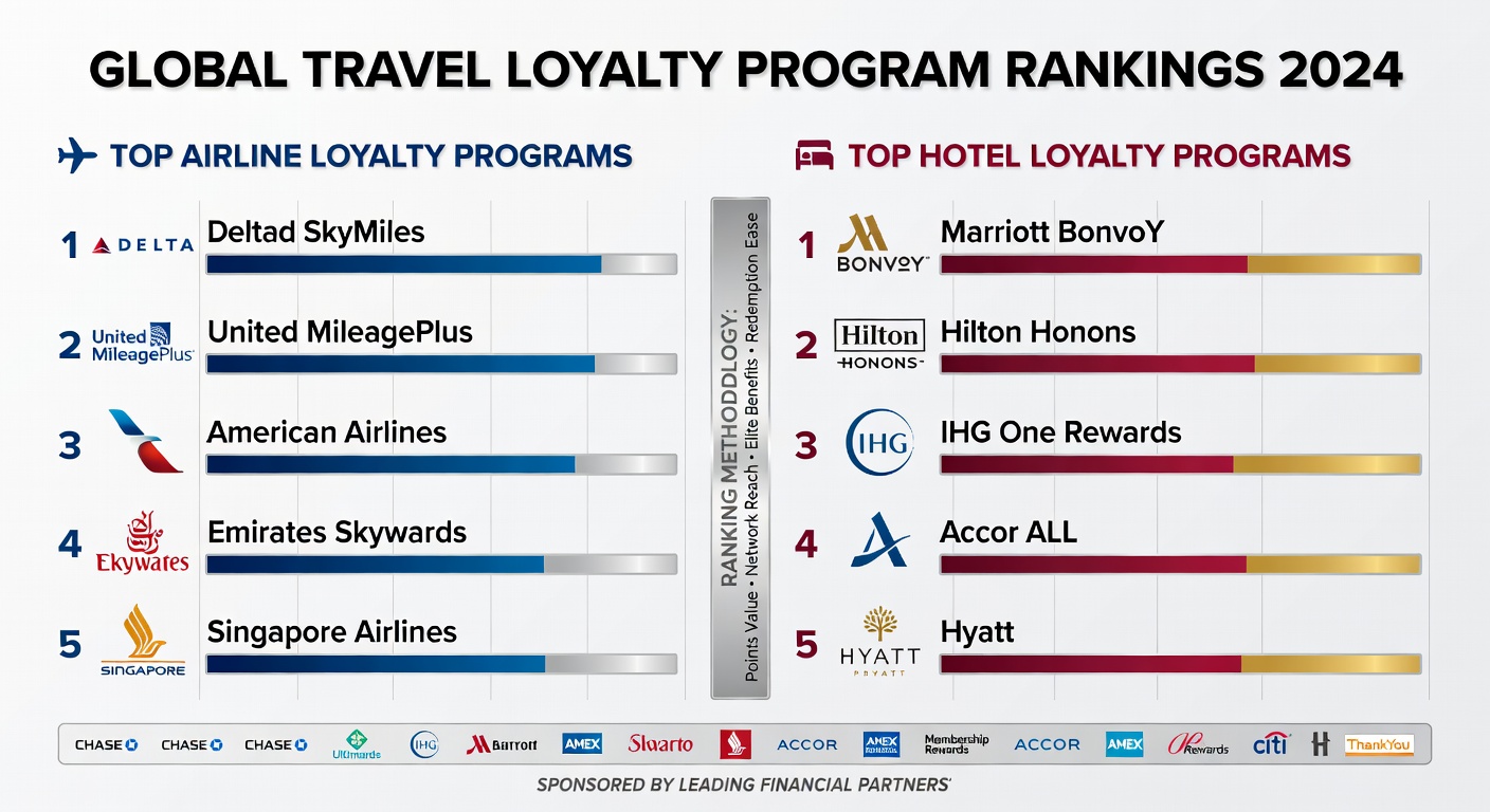 Travel loyalty program comparison showing ranked programs across airline and hotel categories